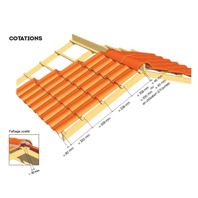 Tuiles Tuile Terre Cuite Méridionale Poudenx à Emboîtement Grand Moule Fortement Galbée EDILIANS - Rouge – Image 4