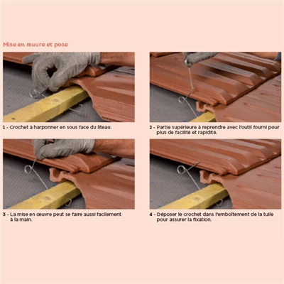 Edilians Crochets Pour Tuiles Crochet HARPON GM Symétrique - Fixation Pour Tuiles à Emboîtement - Boîte De 500 Pièces – Image 4