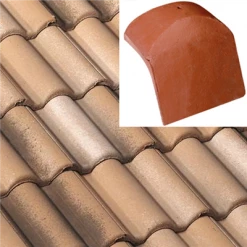 BMI Monier Tuiles Ecusson De Début En Béton Pour Tuile De Rive Ronde Plein Ciel - Dune Sable - 18 X 14 Cm