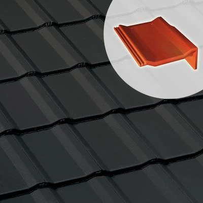 BMI Monier Tuiles Tuile De Rive Universelle Droite En Béton - Perspective - Noir - 42 X 33.2 X 14.5 Cm