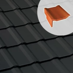 BMI Monier Tuiles Tuile De Rive Universelle Gauche En Béton - Perspective - Noire - 42 X 33.2 X 14.5 Cm